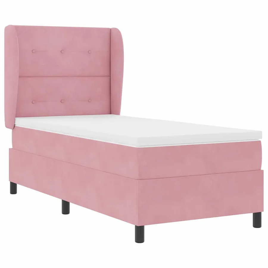 Lit à ressorts avec tête de lit Rose 200 x 90 cm Velours - 5