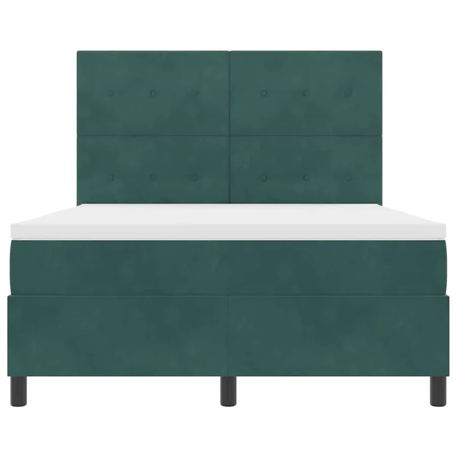 Lit à ressorts avec tête de lit Vert foncé 140 x 200 cm Velours - 7