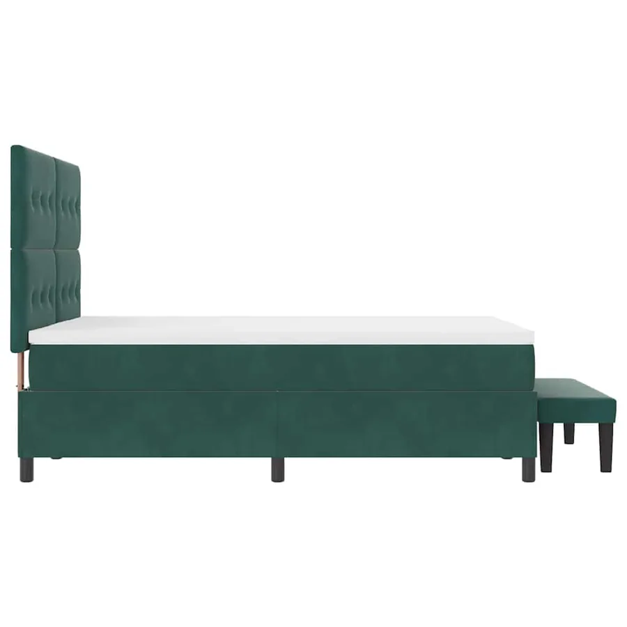 Lit à ressorts avec tête de lit Vert foncé 200 x 140 cm Velours - 9