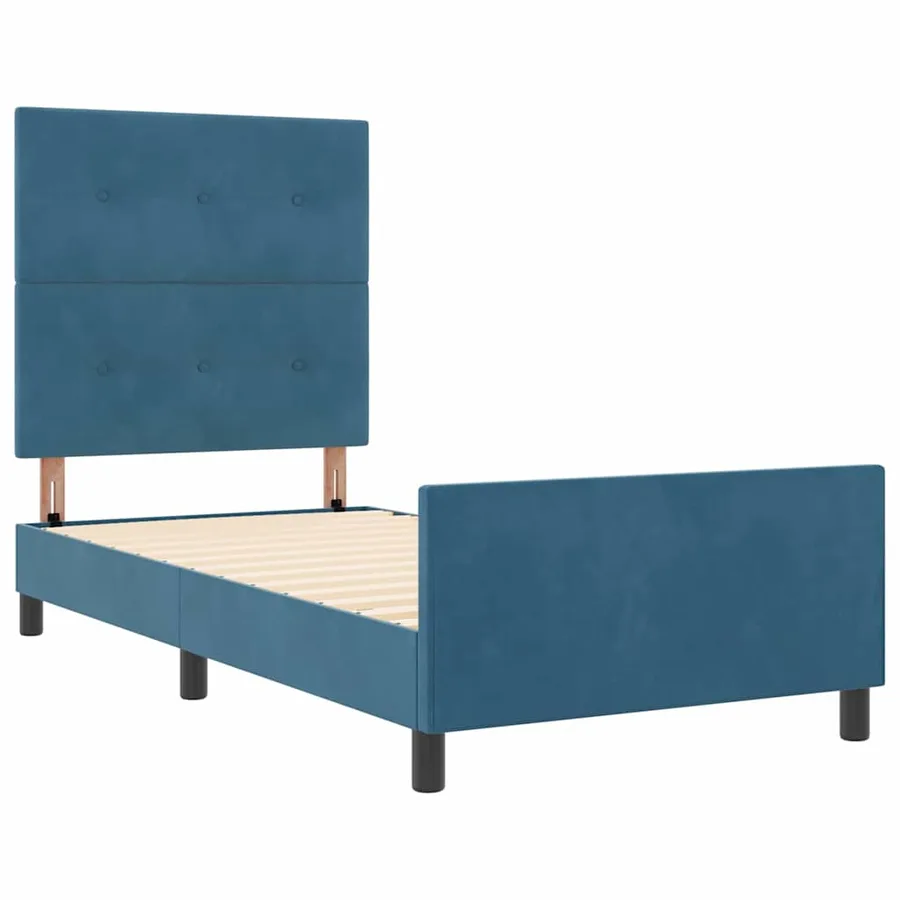 Lit à ressorts avec tête de lit Bleu foncé 90 x 200 cm Velours - 5