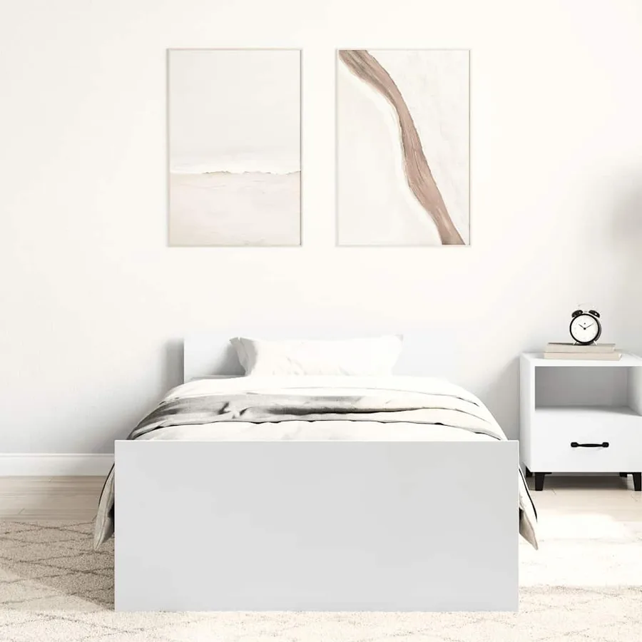 Cadre de lit sans matelas blanc 90x190 cm bois d'ingénierie - 3
