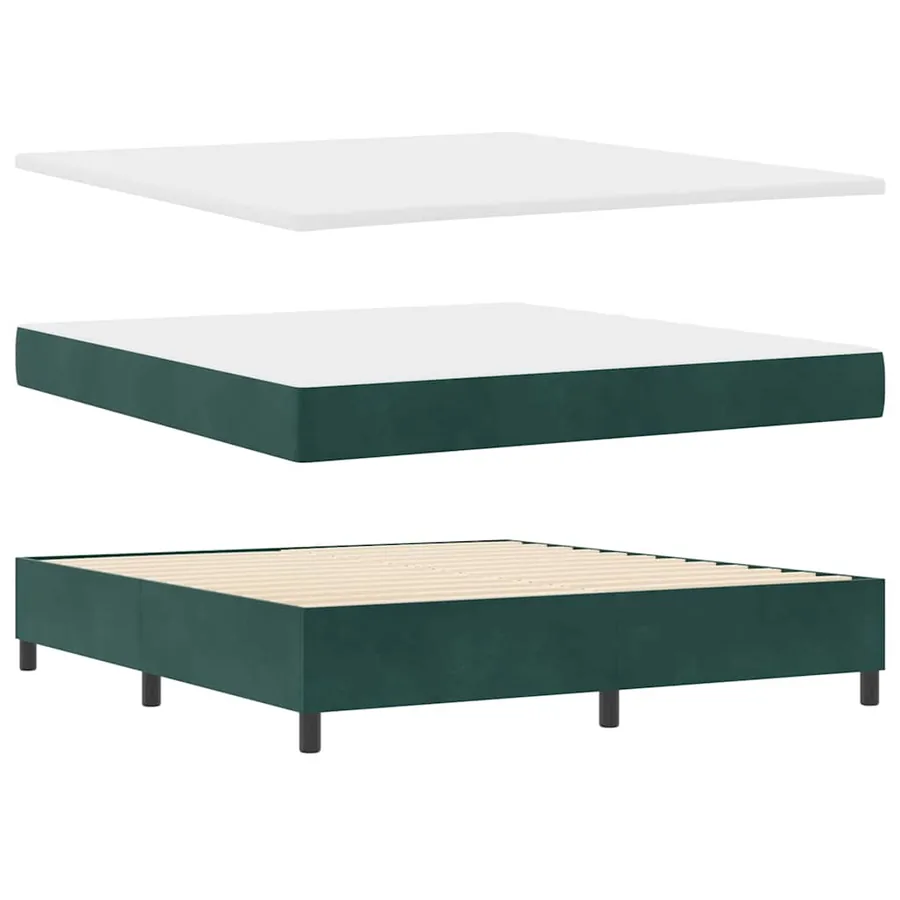 Lit à ressorts avec tête de lit Vert foncé 200 x 180 cm Velours - 4