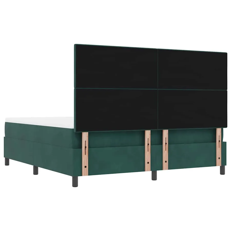 Lit à ressorts avec tête de lit Vert foncé 200 x 180 cm Velours - 8