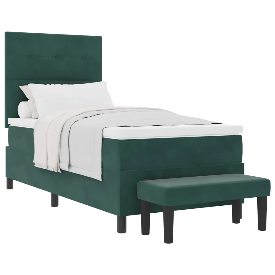 Lit à ressorts avec tête de lit Vert foncé 190 x 90 cm Velours - 2