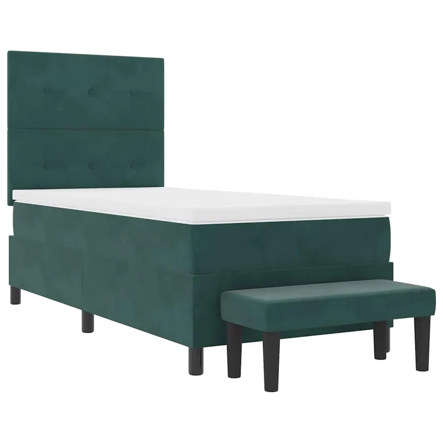 Lit à ressorts avec tête de lit Vert foncé 190 x 90 cm Velours - 7