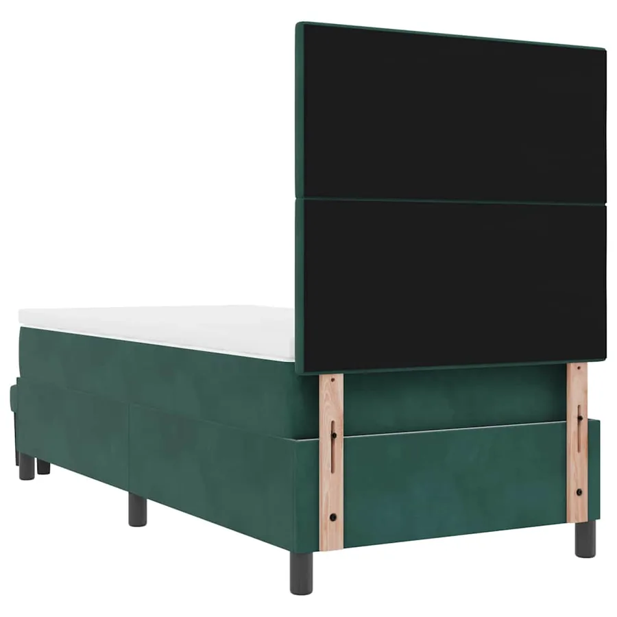 Lit à ressorts avec tête de lit Vert foncé 190 x 90 cm Velours - 8