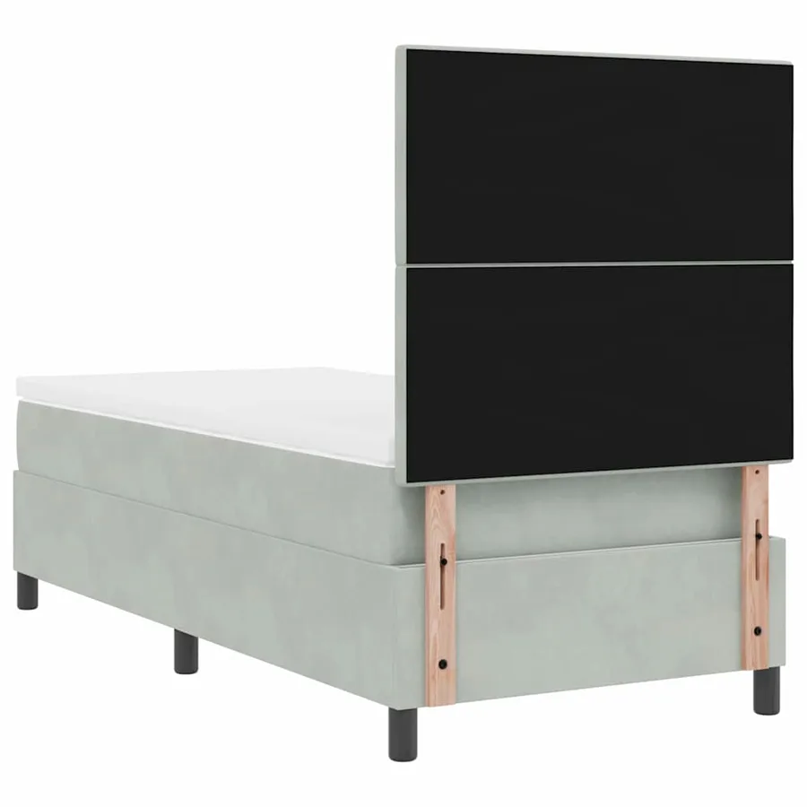 Lit à ressort LED Gris clair 90 x 200 cm Velours - 10