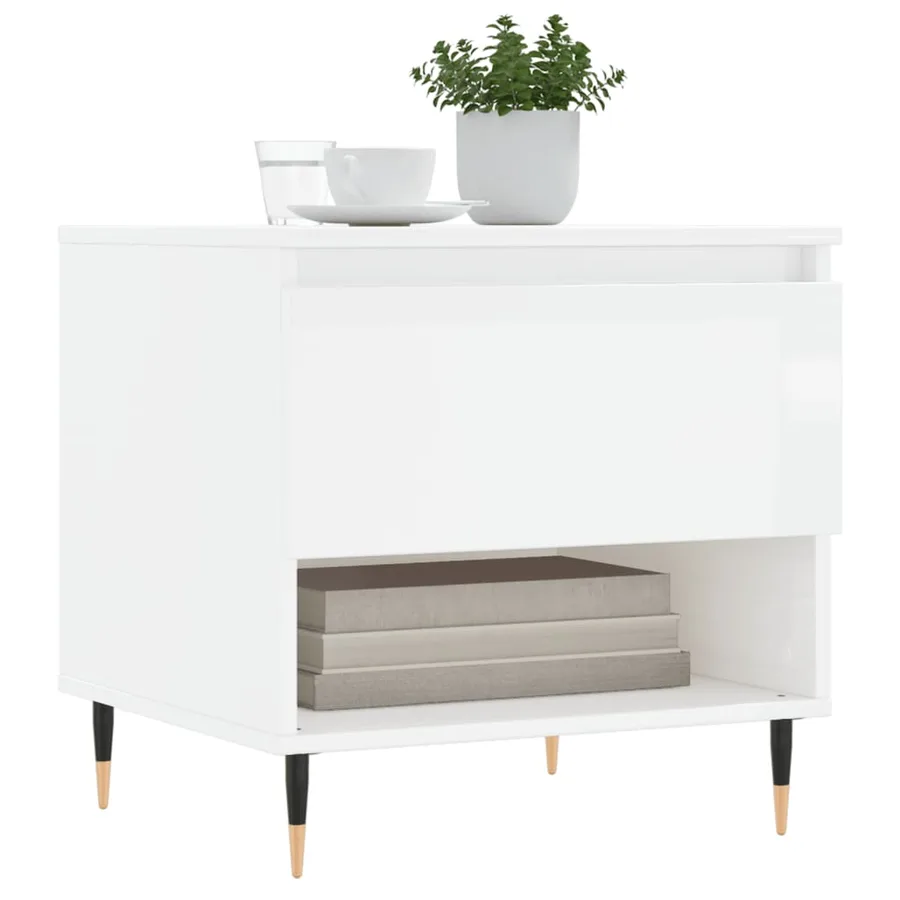 Tables basses 2 pcs blanc brillant 50x46x50cm bois d'ingénierie - 3