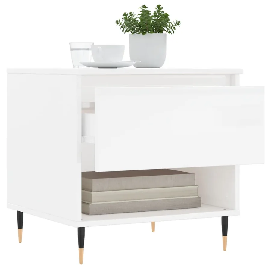 Tables basses 2 pcs blanc brillant 50x46x50cm bois d'ingénierie - 4