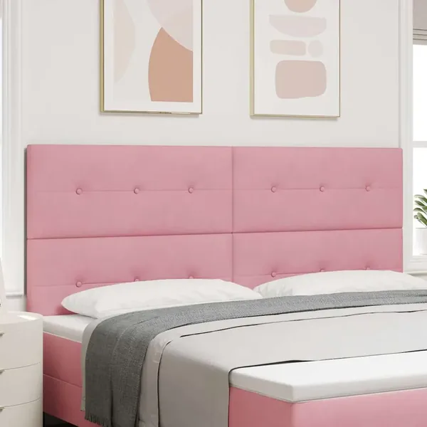 Tête de lit LED avec bandes LED Rose 200 cm Velours