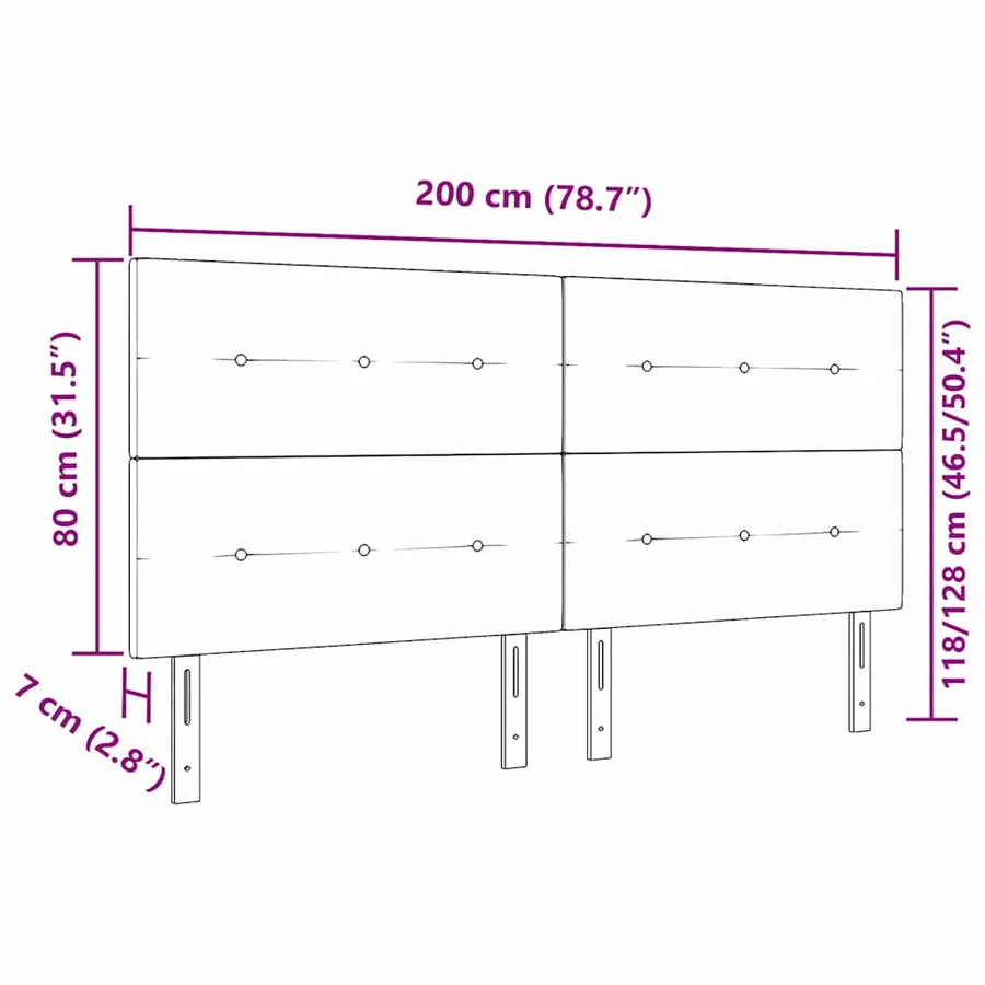 Tête de lit LED avec bandes LED Rose 200 cm Velours - 10