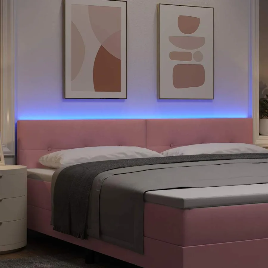 Tête de lit LED avec bandes LED Rose 200 cm Velours - 4