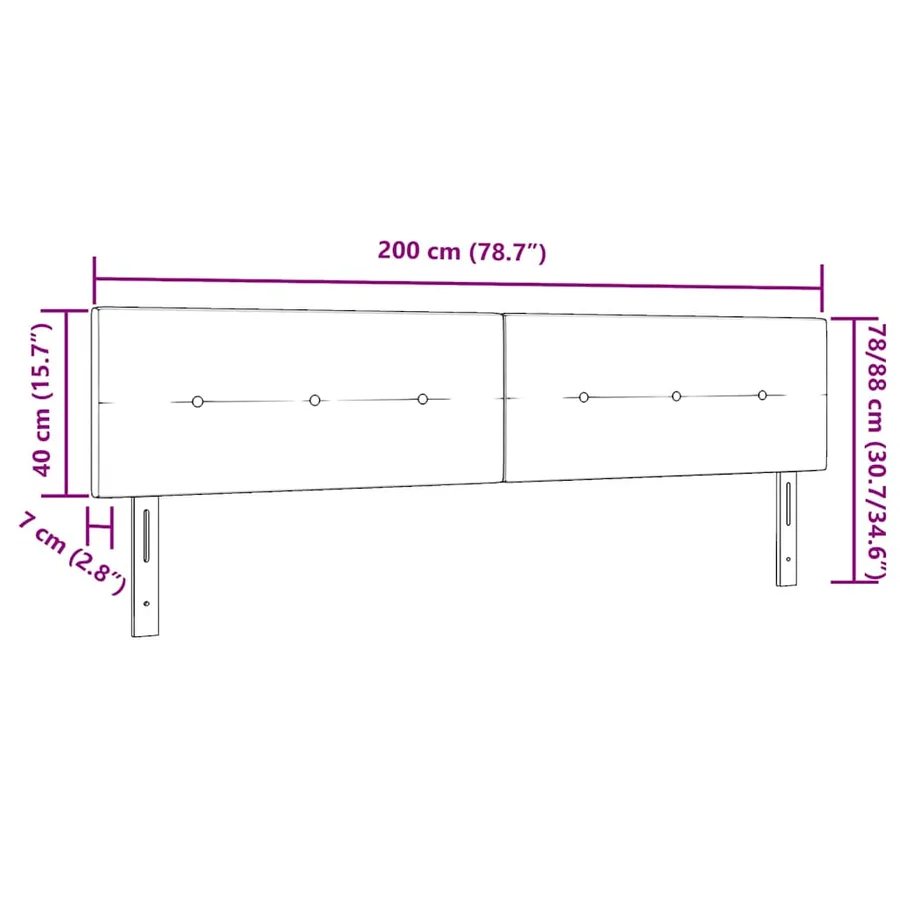 Tête de lit LED avec bandes LED Rose 200 cm Velours - 8