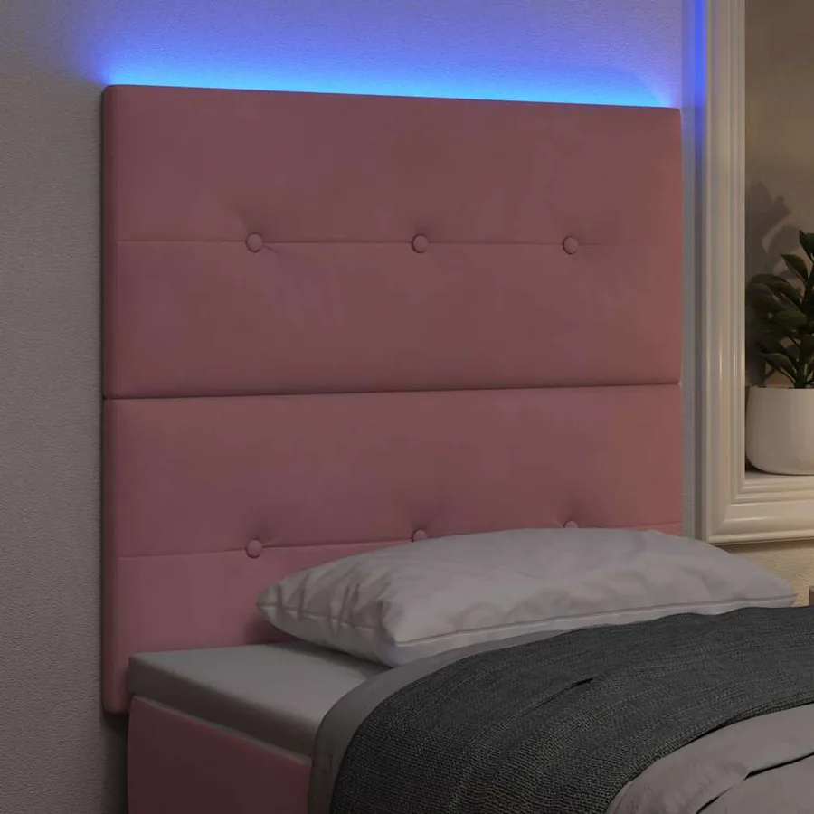 Tête de lit LED avec bandes LED Rose 100 cm Velours - 4