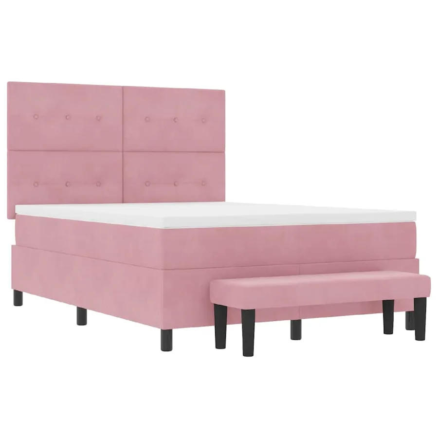 Lit à ressorts avec tête de lit Rose 200 x 160 cm Velours - 7