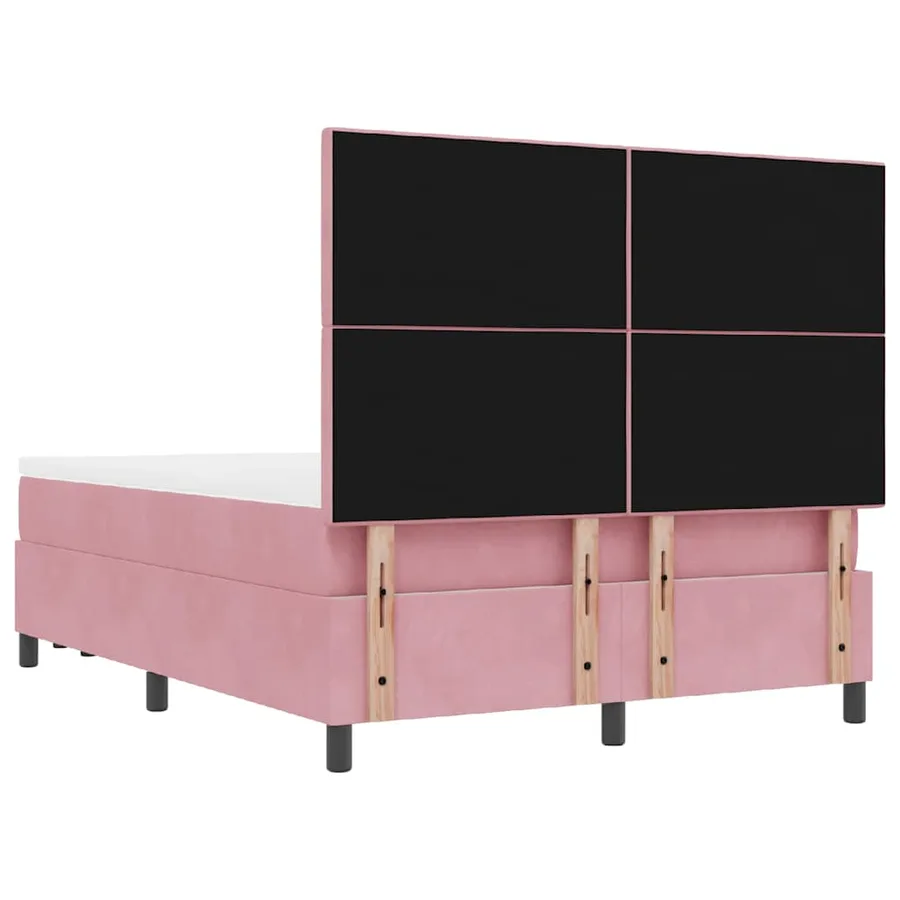 Lit à ressorts avec tête de lit Rose 200 x 160 cm Velours - 8