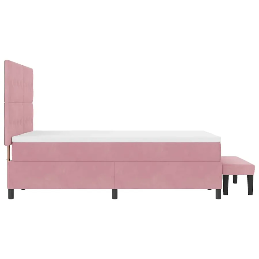 Lit à ressorts avec tête de lit Rose 200 x 160 cm Velours - 9