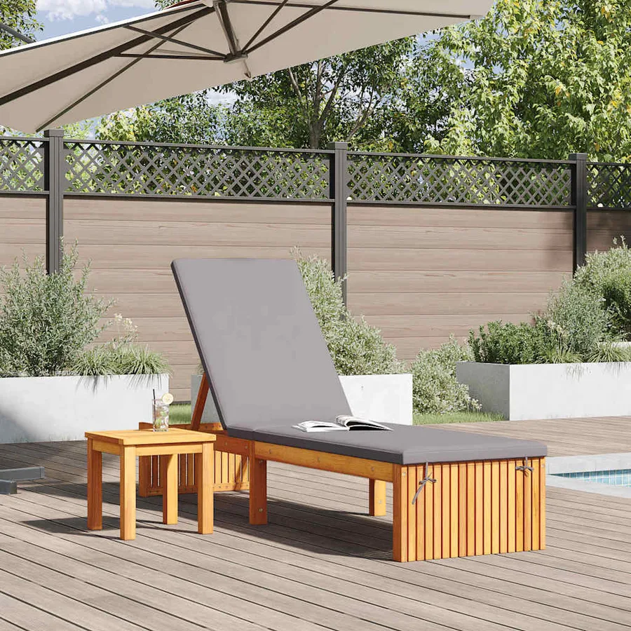 Transat Huile Naturelle 200 x 55 x 94 cm Bois d'acacia massif - 3