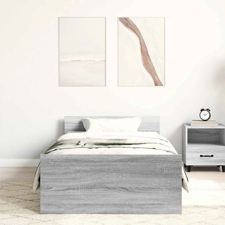 Cadre de lit sans matelas sonoma gris 75x190 cm - 4