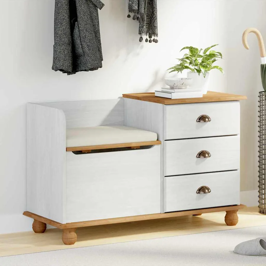 Banc de rangement avec tiroir ASKIM Blanc 100 x 39 x 62 cm