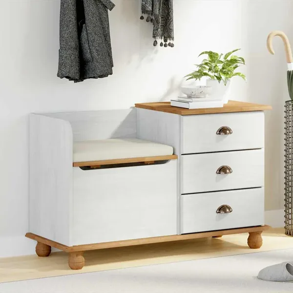Banc de rangement avec tiroir ASKIM Blanc 100 x 39 x 62 cm