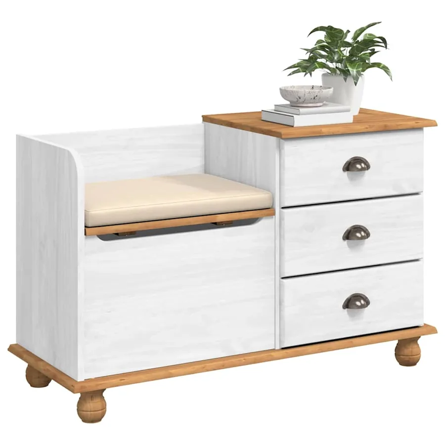 Banc de rangement avec tiroir ASKIM Blanc 100 x 39 x 62 cm - 3