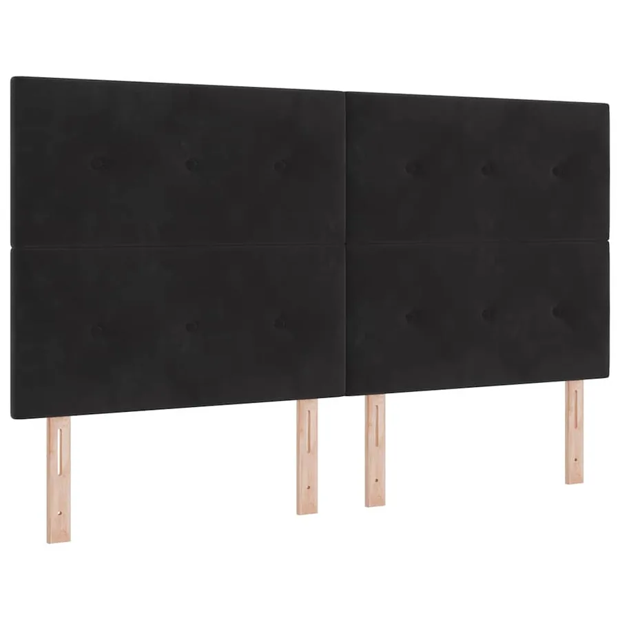 Lit à ressorts avec tête de lit Noir 180 x 200 cm Velours - 6