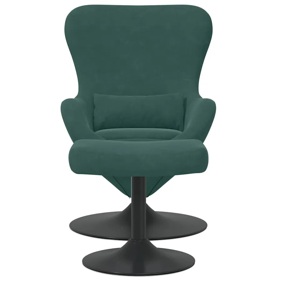 Chaise Œuf avec Pouf Vert foncé Velours - 4
