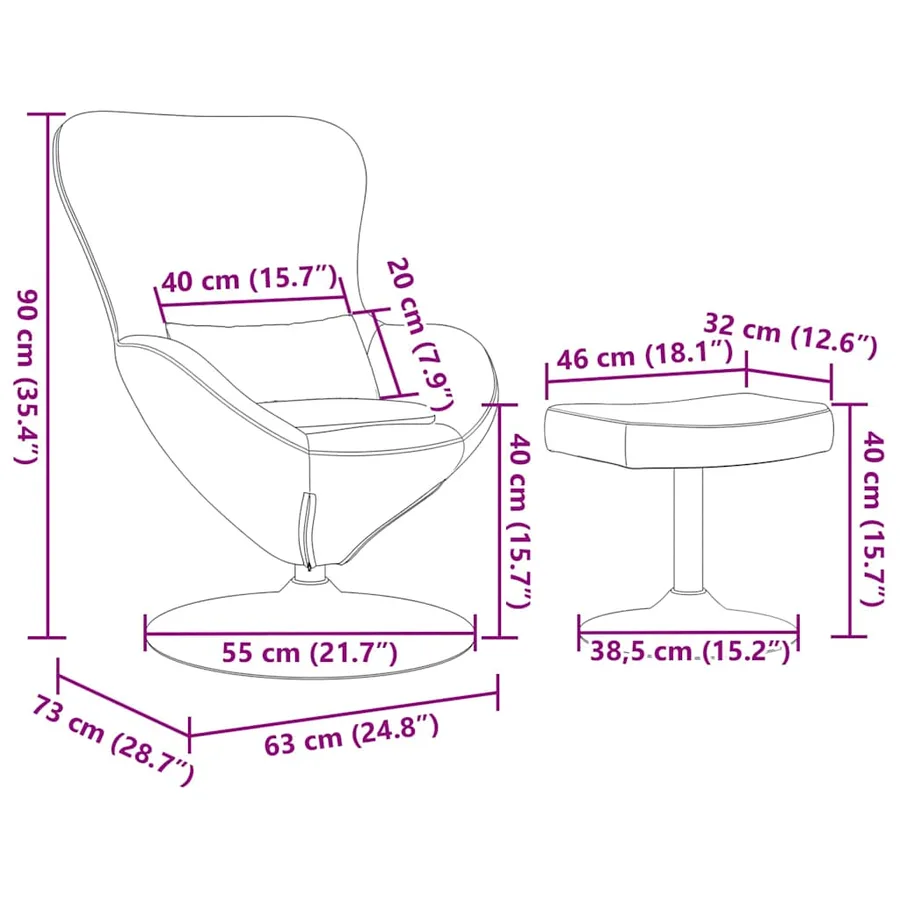 Chaise Œuf avec Pouf Marron Velours - 10