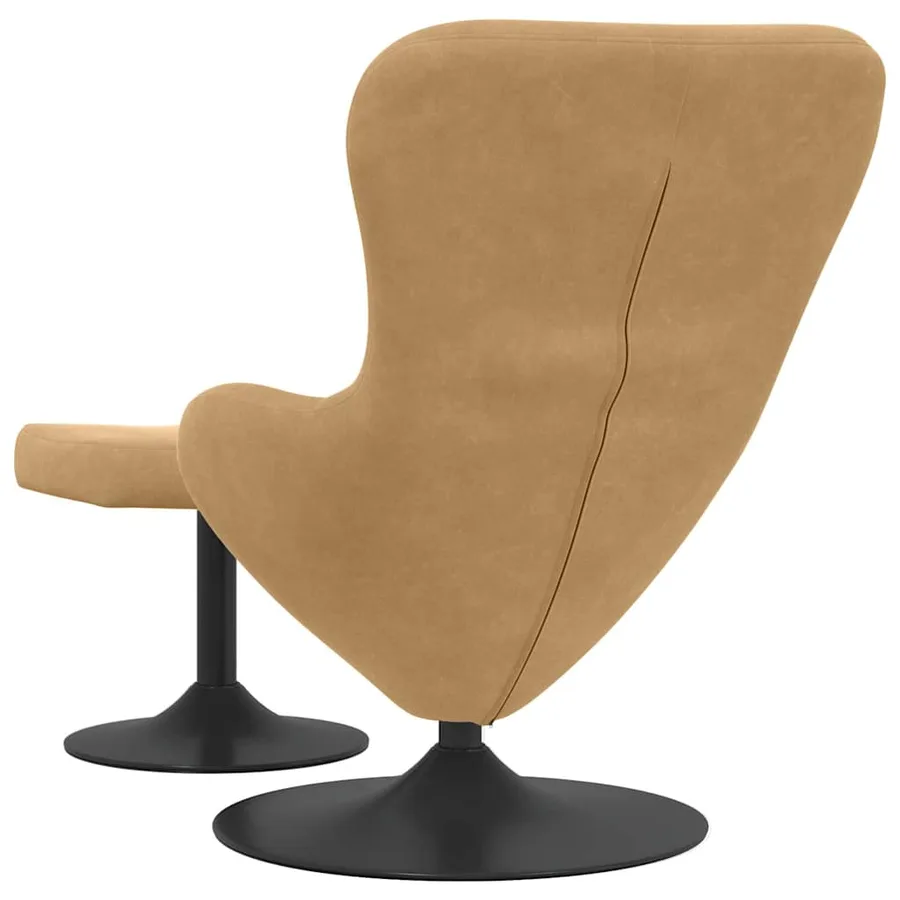 Chaise Œuf avec Pouf Marron Velours - 6
