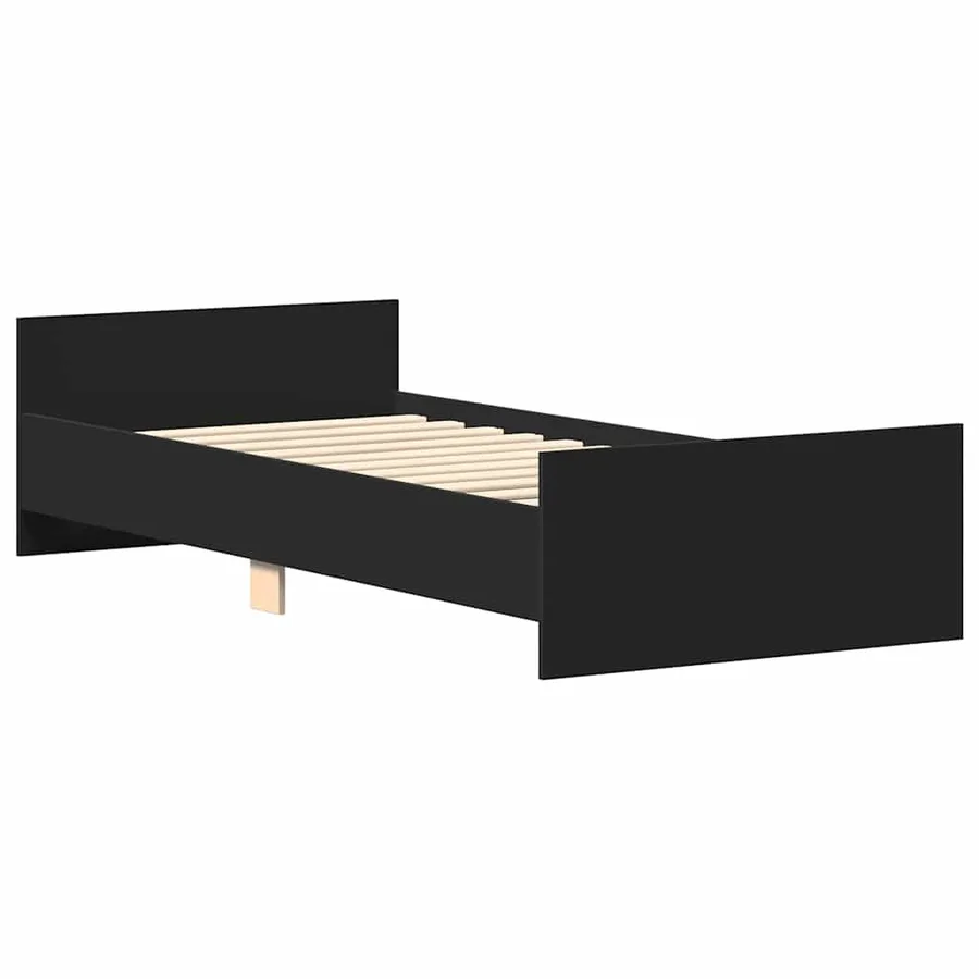 Cadre de lit sans matelas noir 75x190 cm bois ingénierie - 5