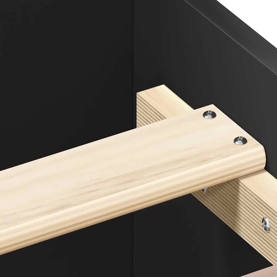 Cadre de lit sans matelas noir 75x190 cm bois ingénierie - 9