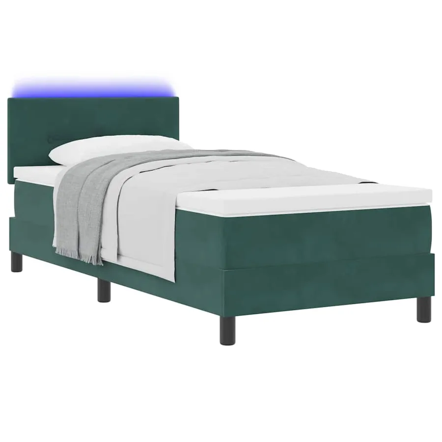 Lit à ressort LED Vert foncé 100 x 200 cm Velours - 3