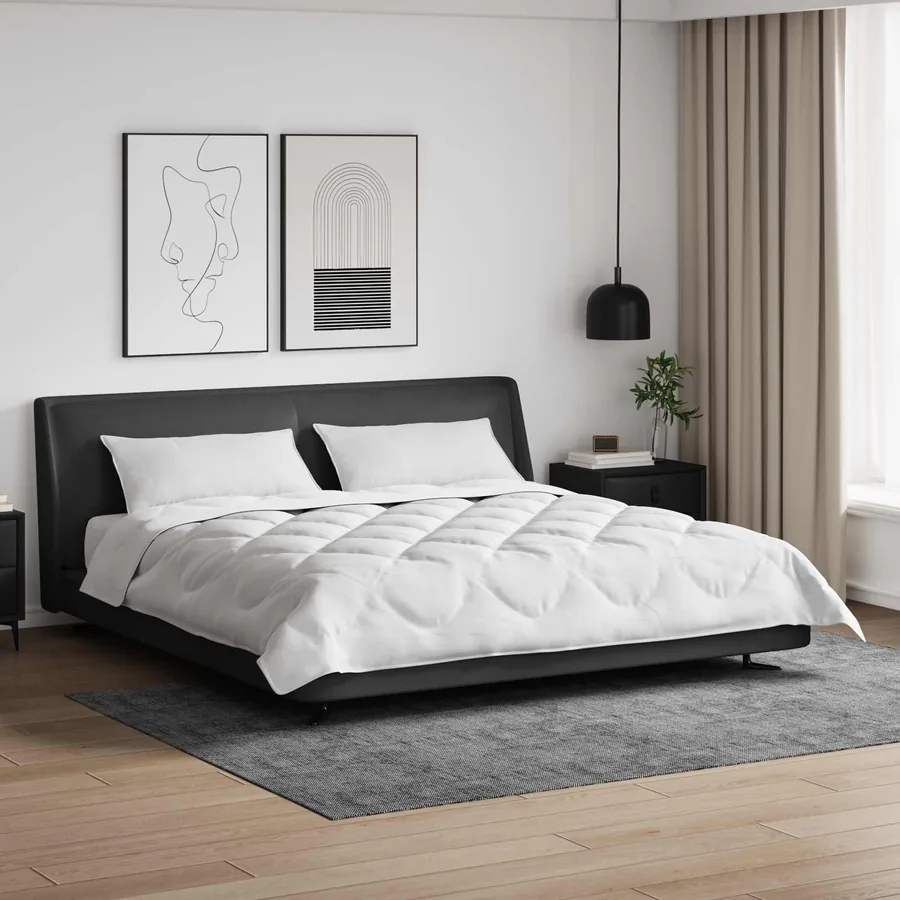 Duvet toutes saisons avec oreiller 3 pcs Blanc Microfibre