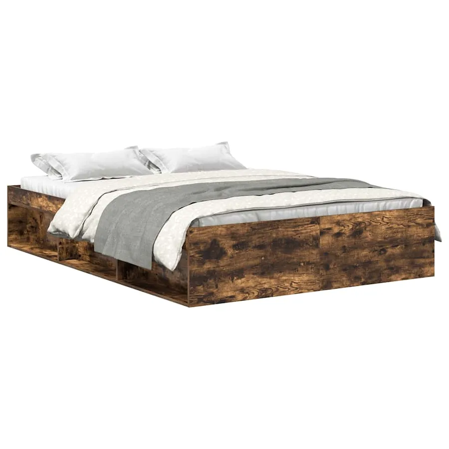 Cadre de lit sans matelas chêne fumé 140x190 cm - 2