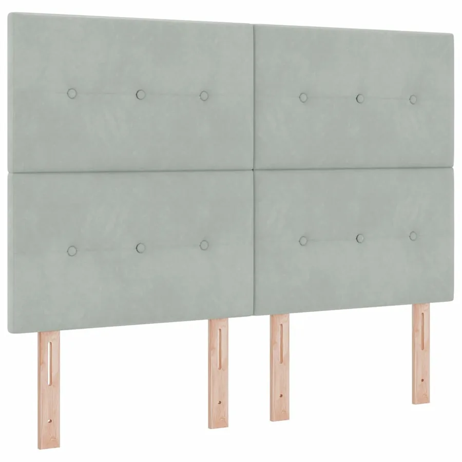 Lit à ressorts avec tête de lit Gris clair 190 x 140 cm Velours - 4