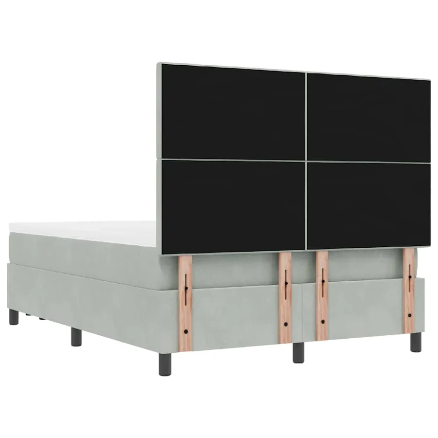 Lit à ressorts avec tête de lit Gris clair 190 x 140 cm Velours - 10