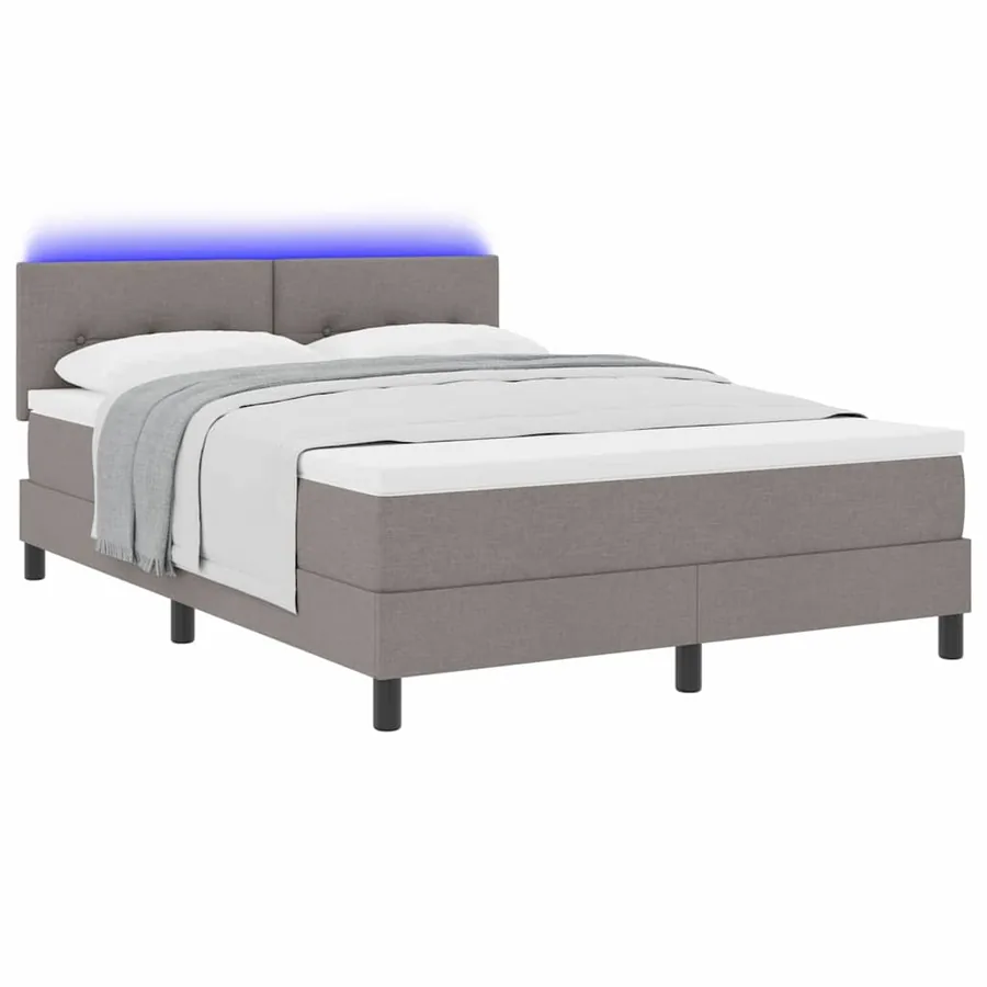 Lit à ressorts avec bandes LED Taupe 140 x 190 cm tissu - 3
