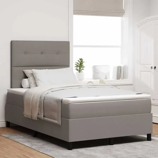 Lit à ressorts avec bandes LED Taupe 120 x 190 cm tissu