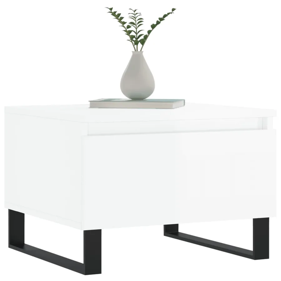 Tables basses 2 pcs blanc brillant 50x46x35cm bois d'ingénierie - 3