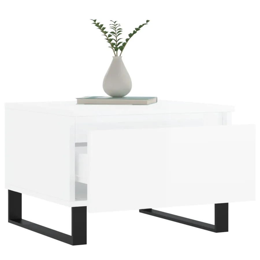 Tables basses 2 pcs blanc brillant 50x46x35cm bois d'ingénierie - 4