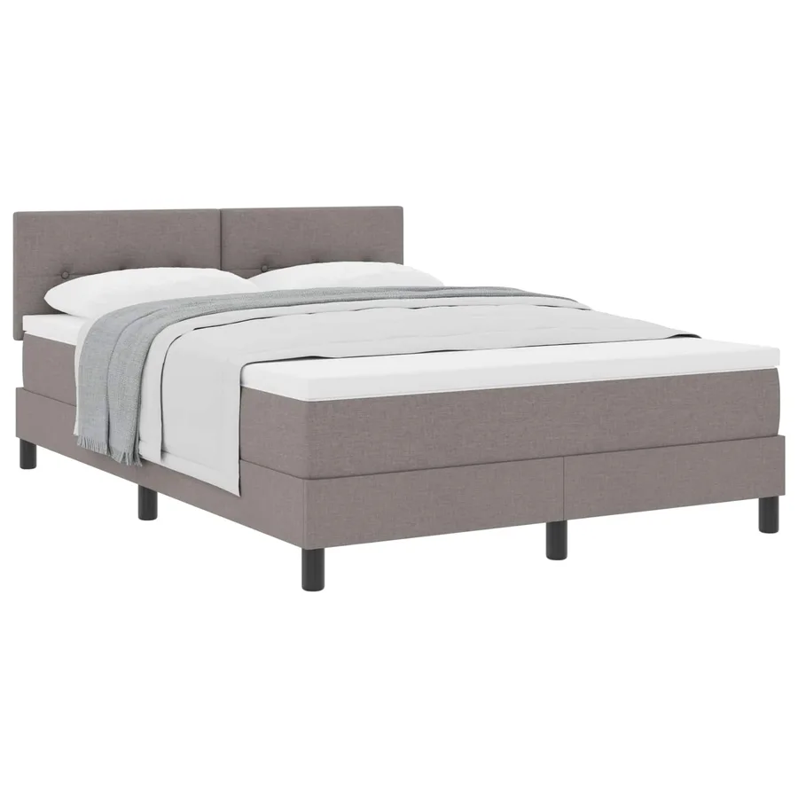 Lit à ressorts avec tête de lit Taupe 140 x 190 cm tissu - 2