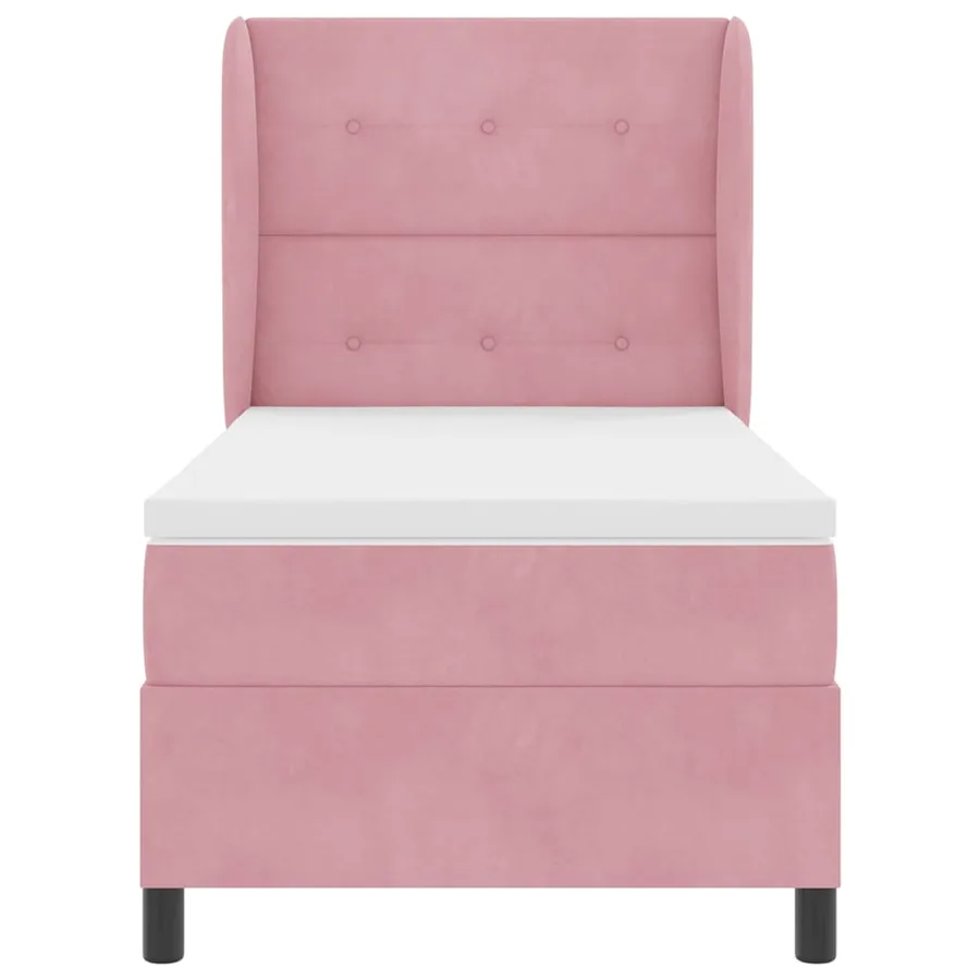 Lit à ressorts avec tête de lit Rose 200 x 80 cm Velours - 7