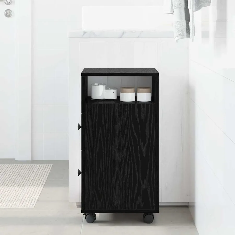 Ensemble de mobilier de salle de bain avec roue Chêne noir