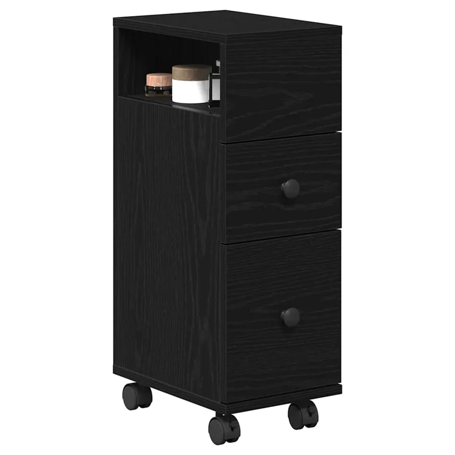 Ensemble de mobilier de salle de bain avec roue Chêne noir - 3