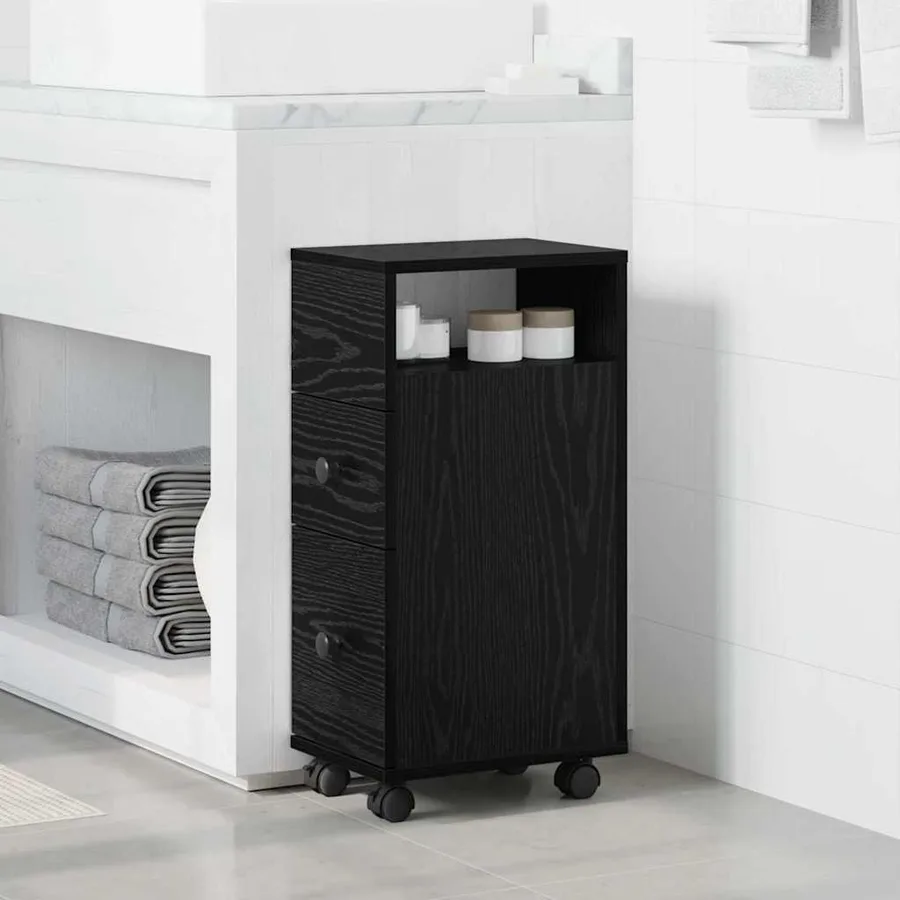 Ensemble de mobilier de salle de bain avec roue Chêne noir - 4