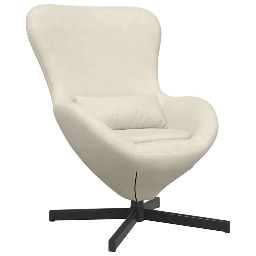 Fauteuil œuf Crème 63 x 73 x 90 cm Velours - 2