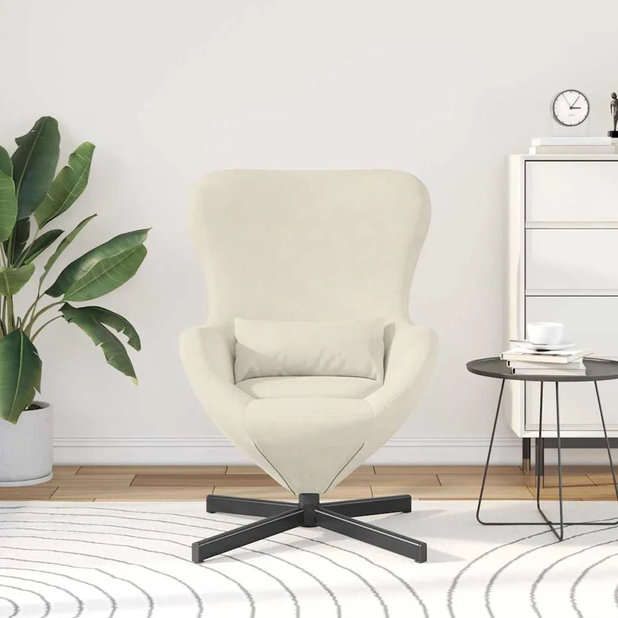 Fauteuil œuf Crème 63 x 73 x 90 cm Velours - 3