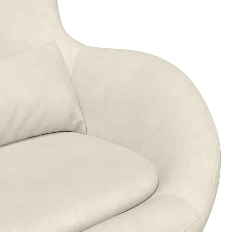 Fauteuil œuf Crème 63 x 73 x 90 cm Velours - 7
