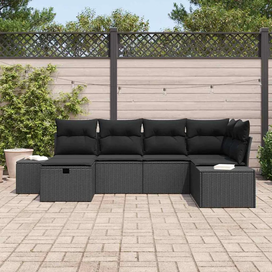 Ensemble de Canapés avec coussin 6 pcs polyrotin - 3